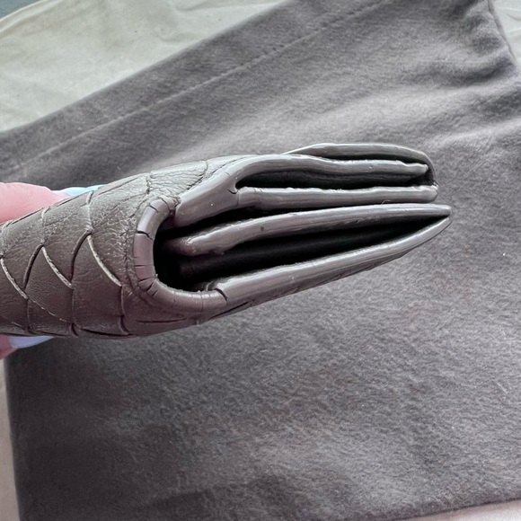 EUC Bottega Veneta Intrecciato Snap Long Leather Wallet Brown Grey Color - Picture 12 of 12